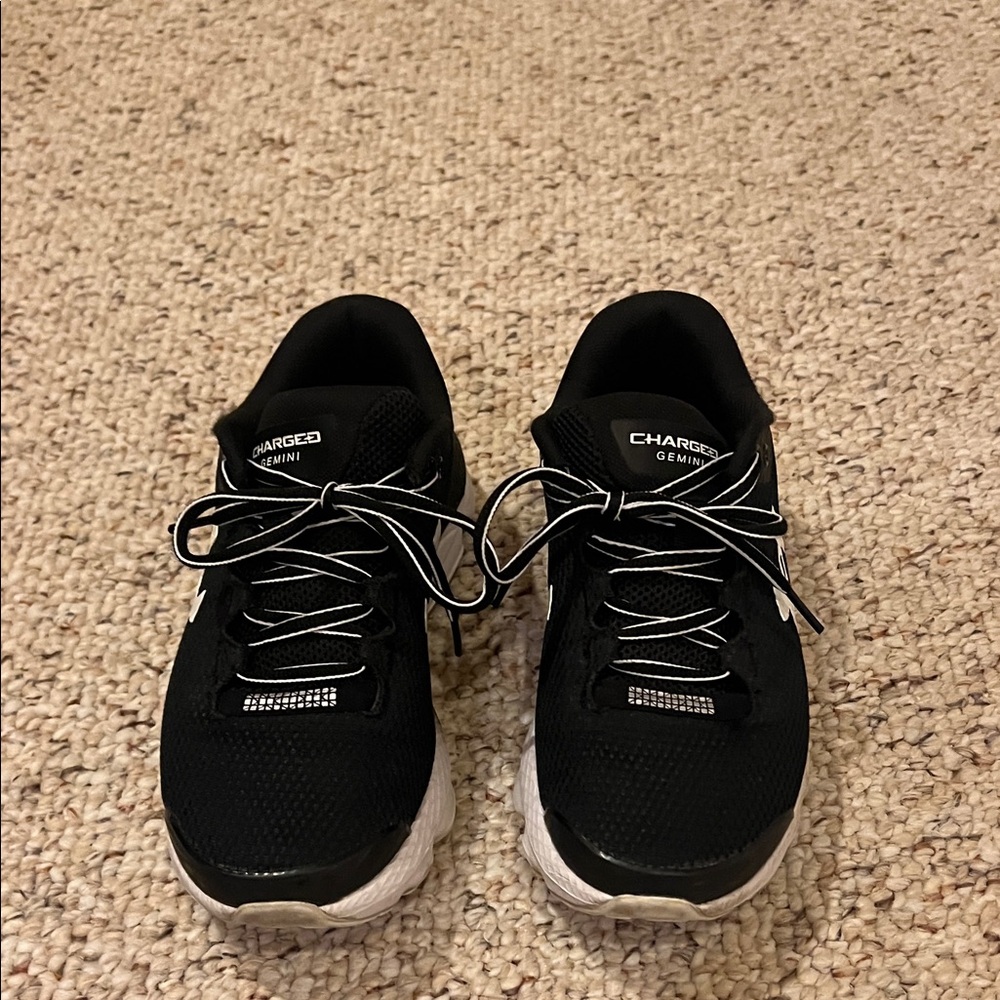 Under Armour Womens Black with White Logo Athletic Sneakers - Picture 2 of 5